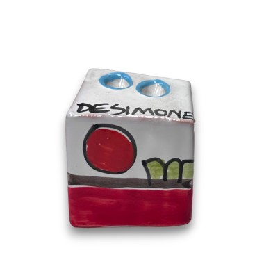 Cubo Portamatite artigianale Dammusi mangiallegro Ceramiche siciliane De Simone Cubo Portamatite artigianale Dammusi mangiallegro Ceramiche siciliane De Simone